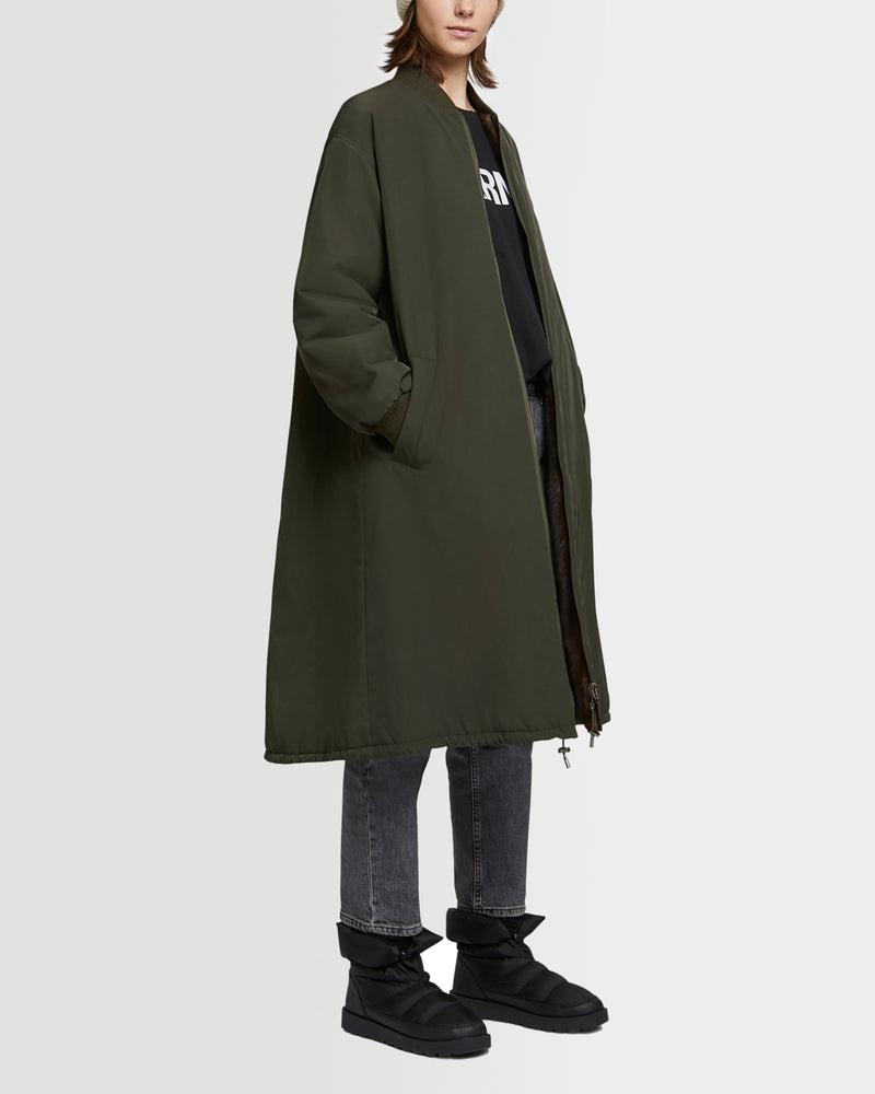 Parka bomber réversible en tissu technique déperlant et fourrure de vison à poils longs