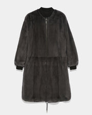 Parka bomber réversible en tissu technique déperlant et fourrure de vison à poils longs
