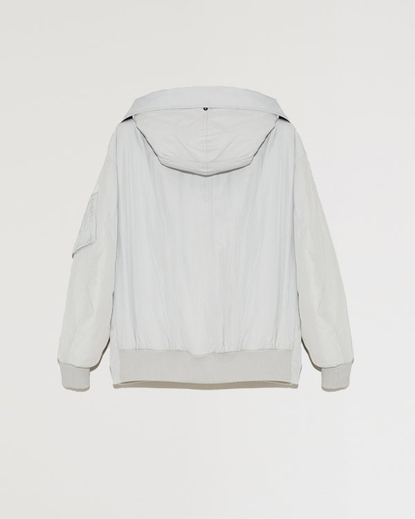 Bomber réversible zippé à capuche en tissu technique et peau lainée-Yves Salomon - Soldes d'hiver - Winter Sale