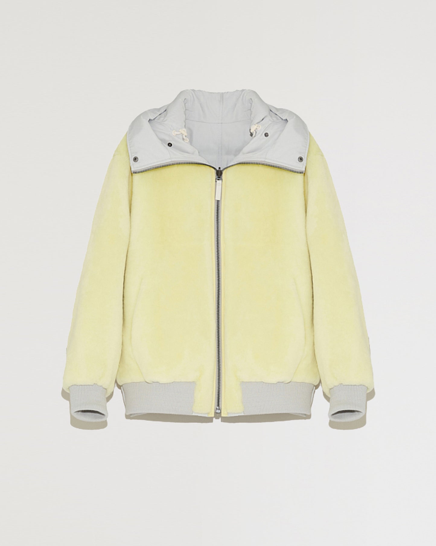 bomber-a-capuche-reversible-en-tissu-technique-et-peau-lainee-bleu-et-jaune-22wfv92265a19xb2435 -Yves Salomon