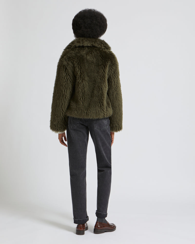 Veste en laine tissée long poil naturelle