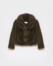 Veste en laine tissée long poil natural