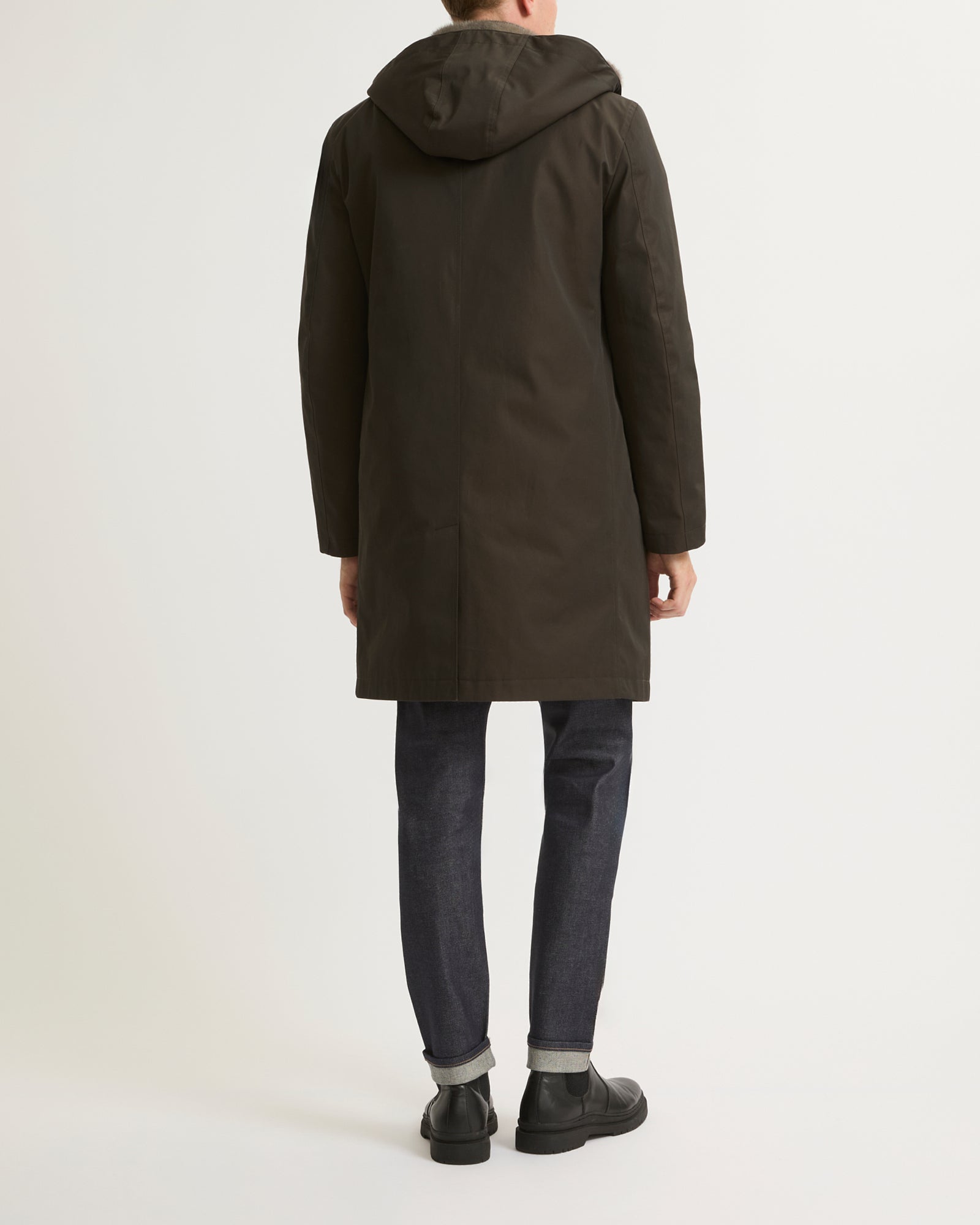 Hooded Coat In Gabardine And Mink - Brown - Yves Salomon