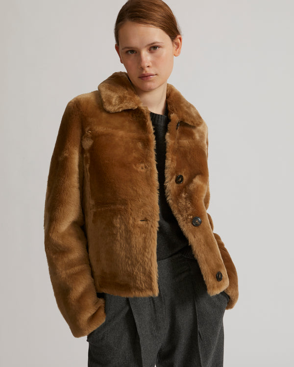 Veste courte réversible en agneau mérinos