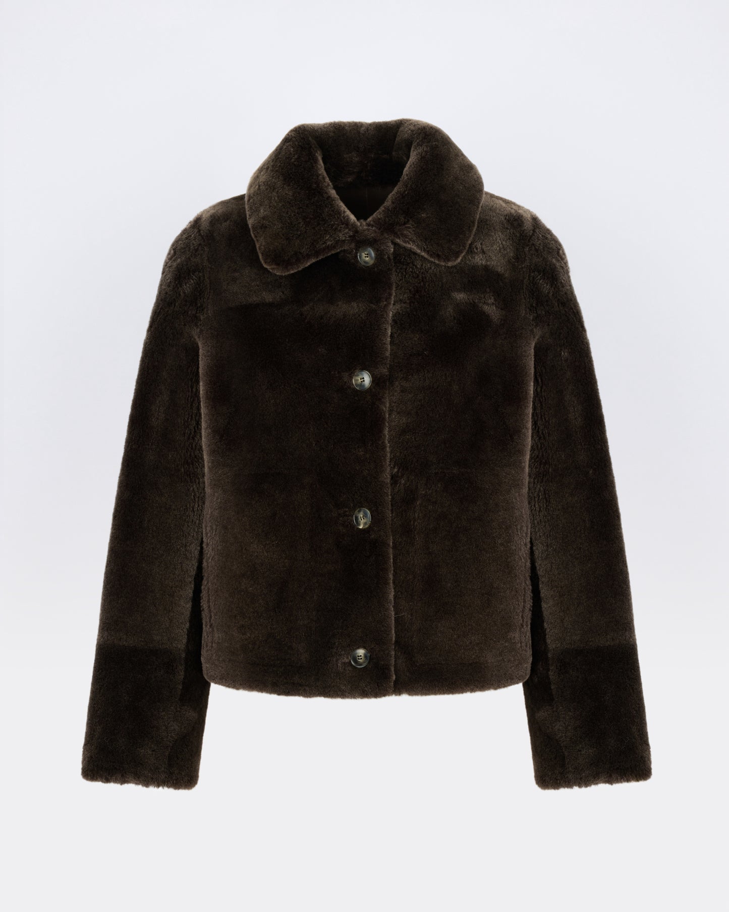 Veste courte en peau lainée d'agneau mérinos - Yves Salomon - Nouvelle collection Automne Hiver