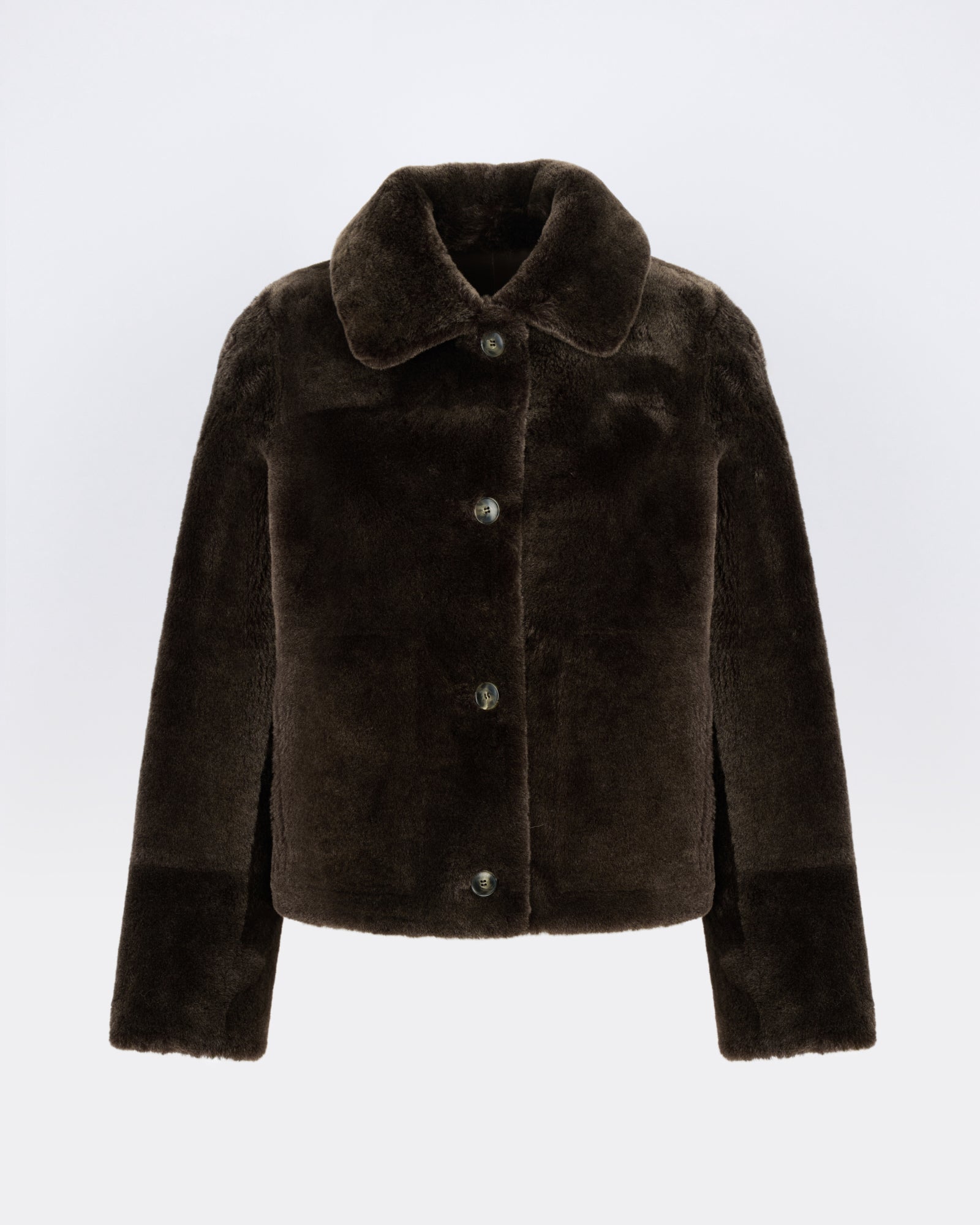 Veste courte en peau lainée d'agneau mérinos - Yves Salomon - Nouvelle collection Automne Hiver
