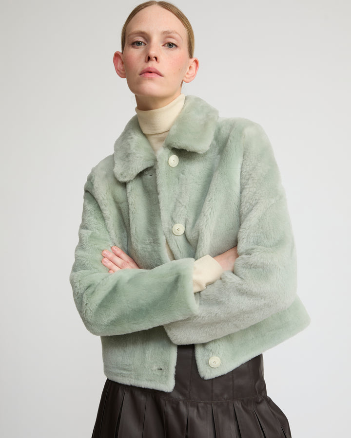 Veste courte réversible en agneau mérinos