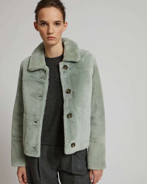 Veste courte réversible en agneau mérinos