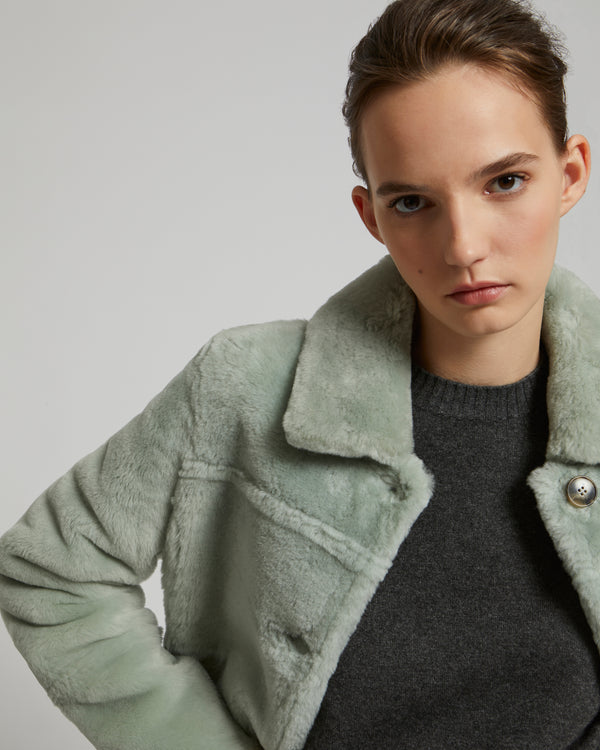 Veste courte réversible en agneau mérinos