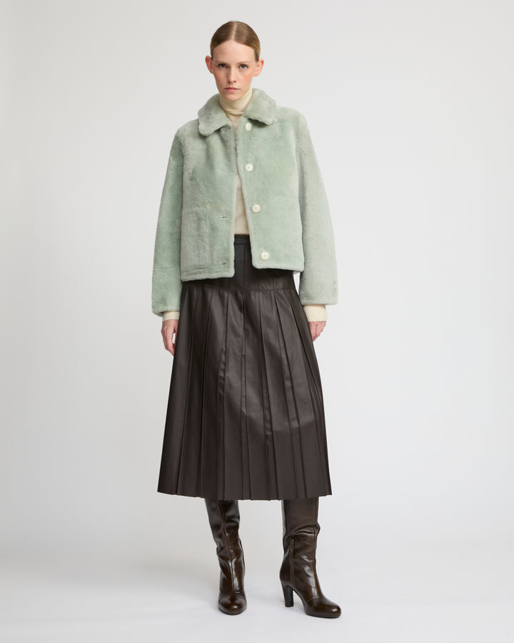 Veste courte réversible en agneau mérinos