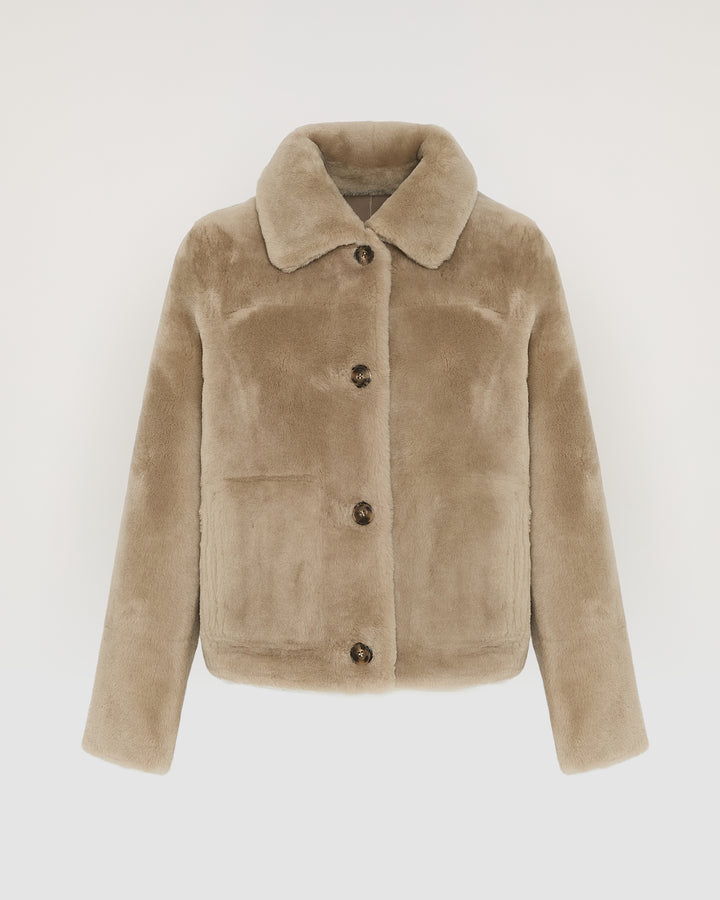 Veste courte réversible en agneau mérinos -Yves Salomon