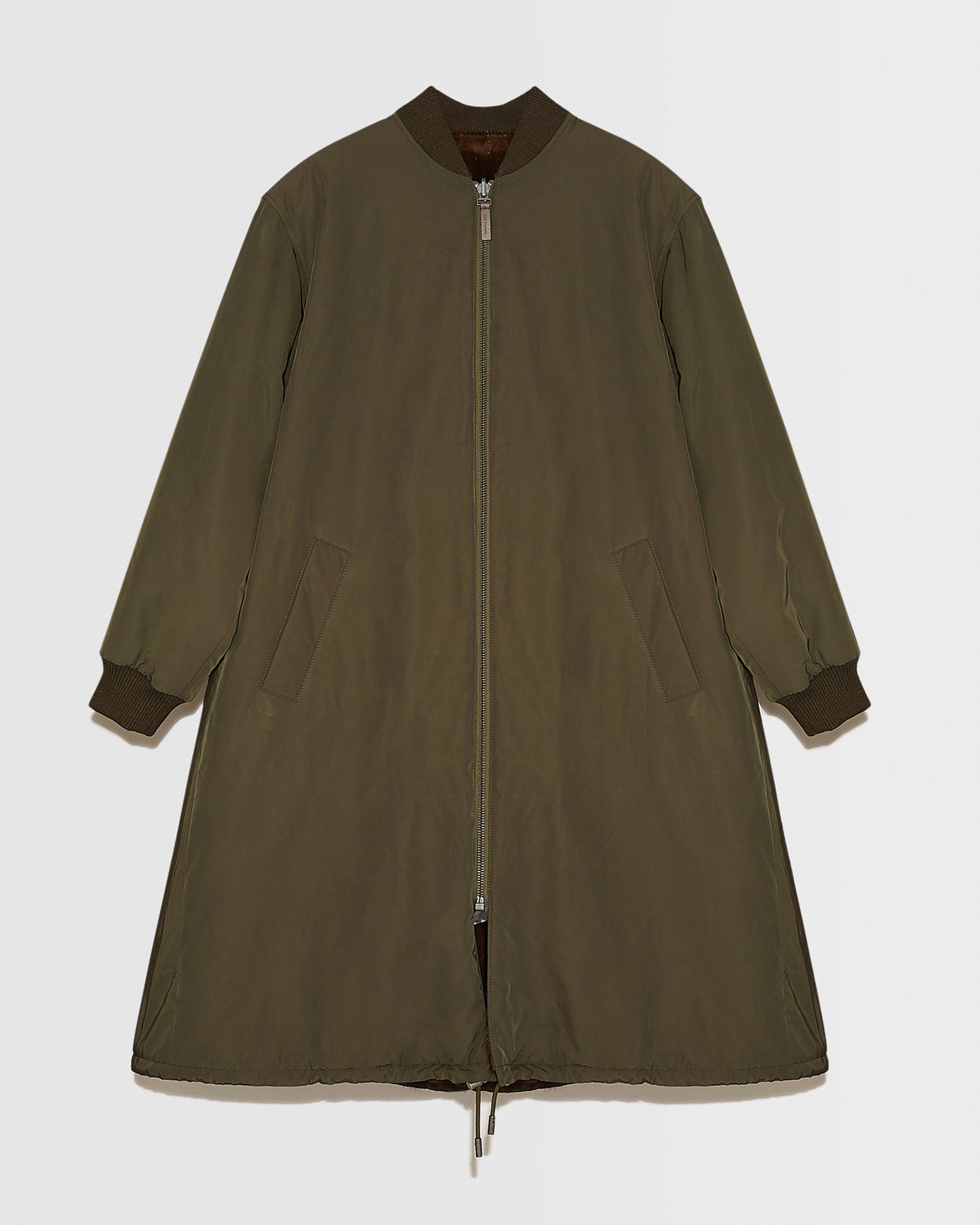 bomber-long-en-tissu-technique-reversible-et-fourrure-de-vison-kaki-22wfm04700a22xa0063 -Yves Salomon