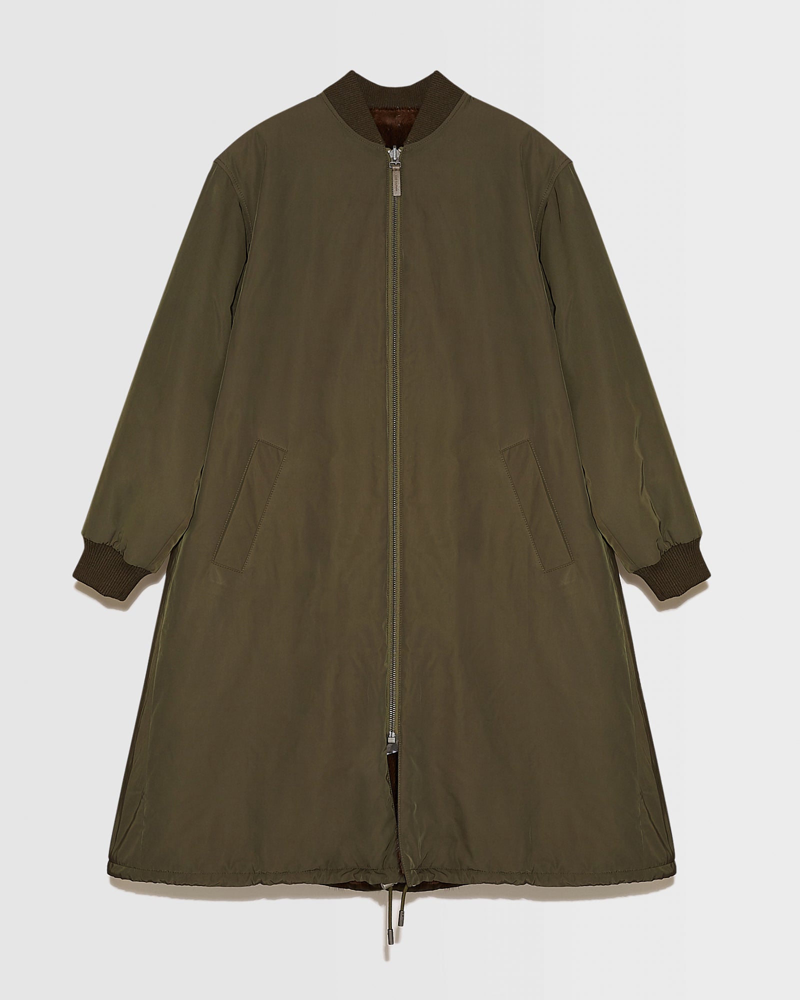bomber-long-en-tissu-technique-reversible-et-fourrure-de-vison-kaki-22wfm04700a22xa0063 -Yves Salomon