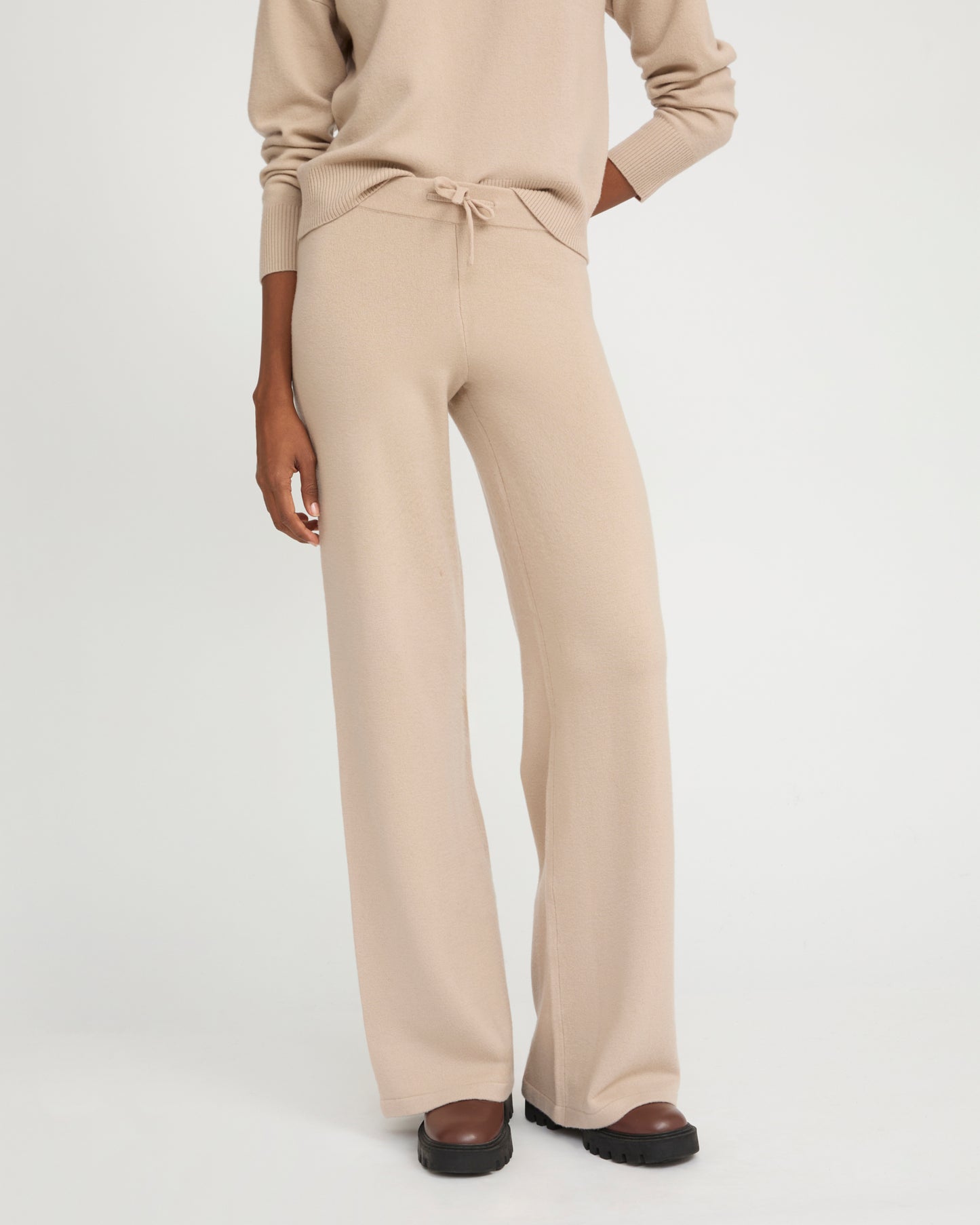 Merino knit wide leg trousers