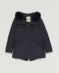 Parka courte à capuche avec fourrure de renard imperméable