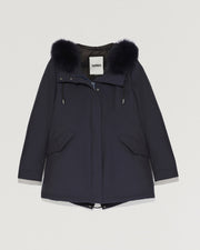 Parka courte à capuche avec fourrure de renard imperméable