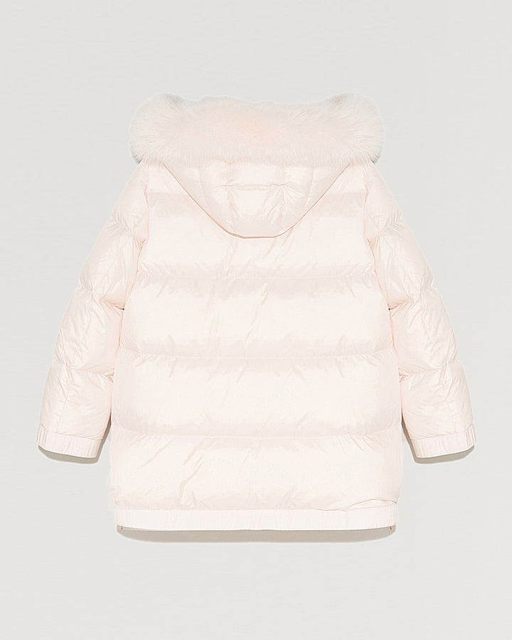 Black Friday 2025 - Yves Salomon - Doudoune "A" line à capuche avec bord en fourrure de renard