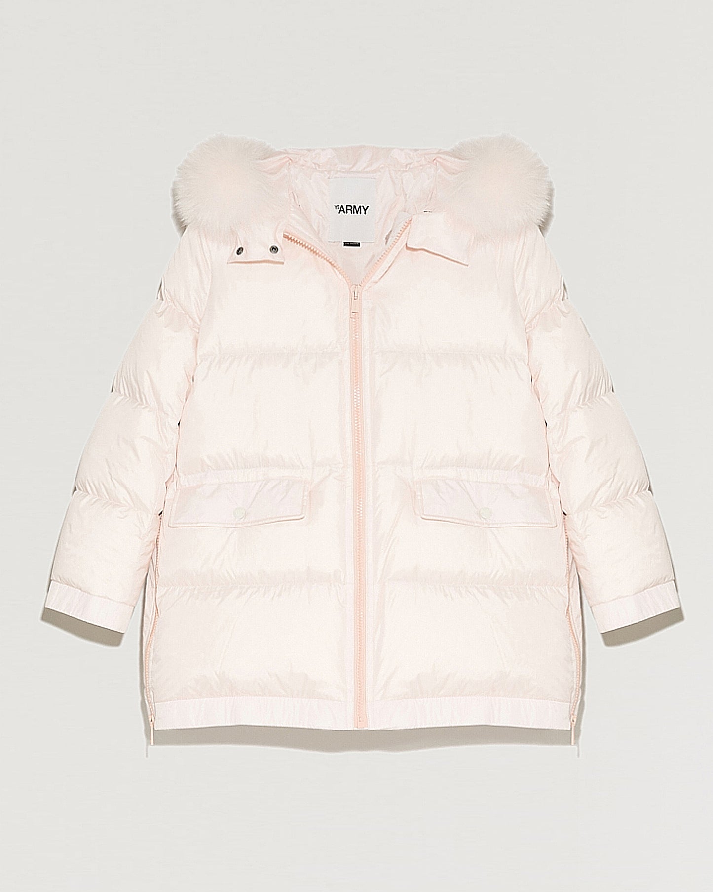 Soldes d'hiver  - Yves Salomon -Doudoune "A" line à capuche avec bord en fourrure de renard