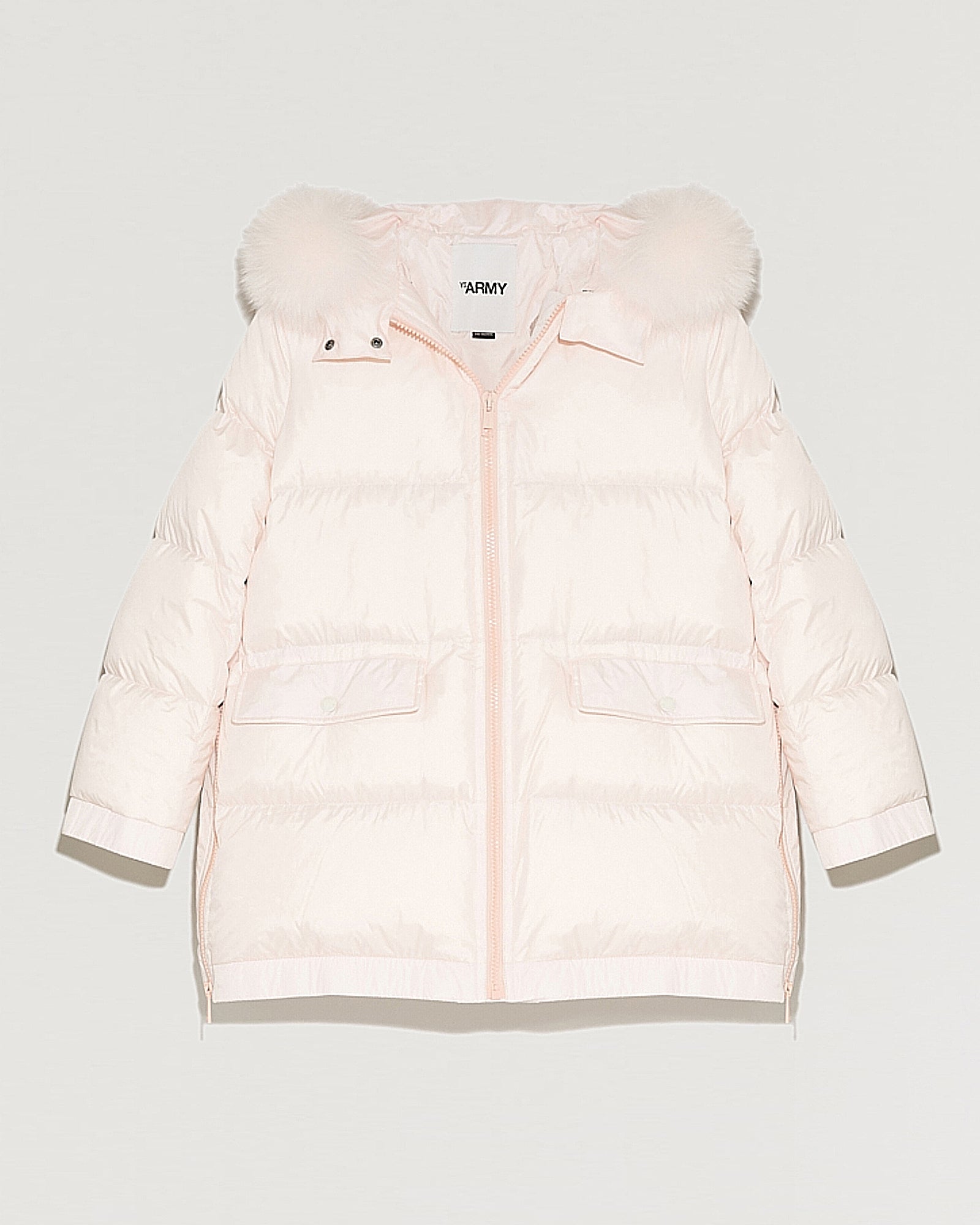 Soldes d'hiver  - Yves Salomon -Doudoune "A" line à capuche avec bord en fourrure de renard