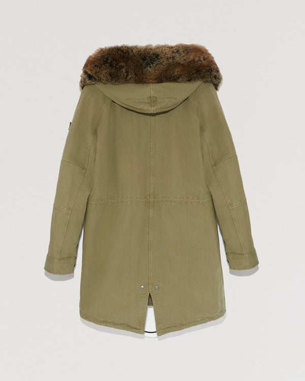 Parka en coton à capuche avec fourrure de renard