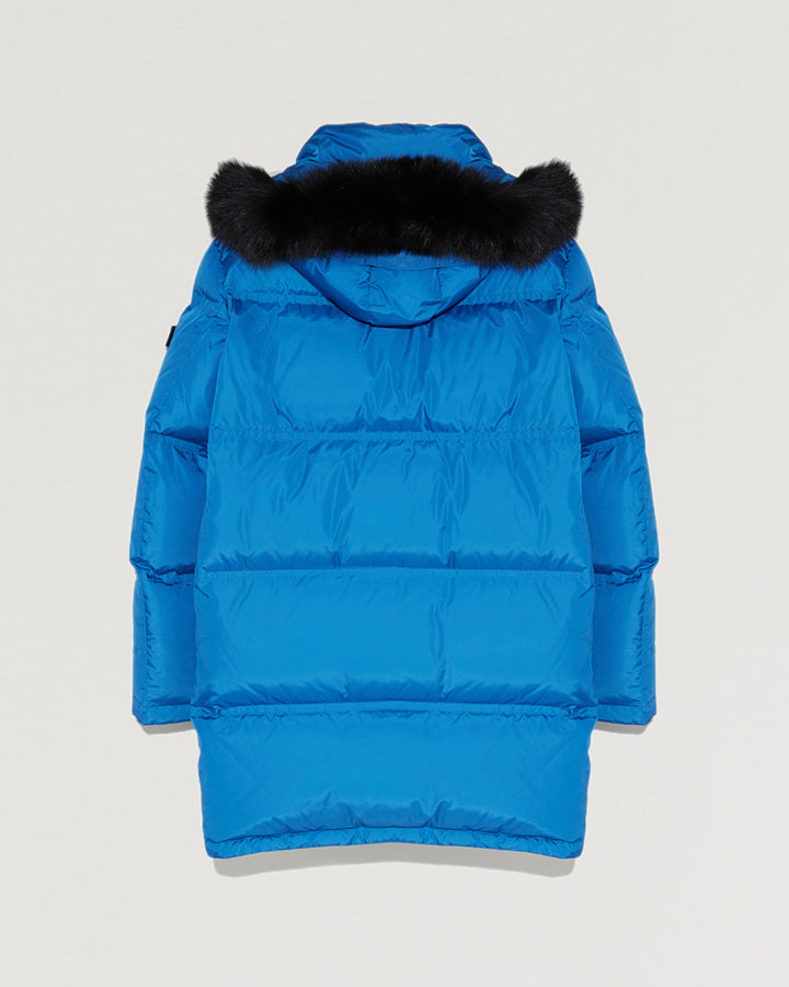 Long Hooded down jacket with fox fur