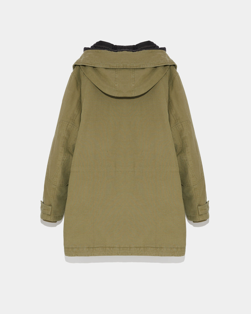 Manteau long en coton à capuche