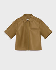 Chemise manches courtes en cuir d'agneau