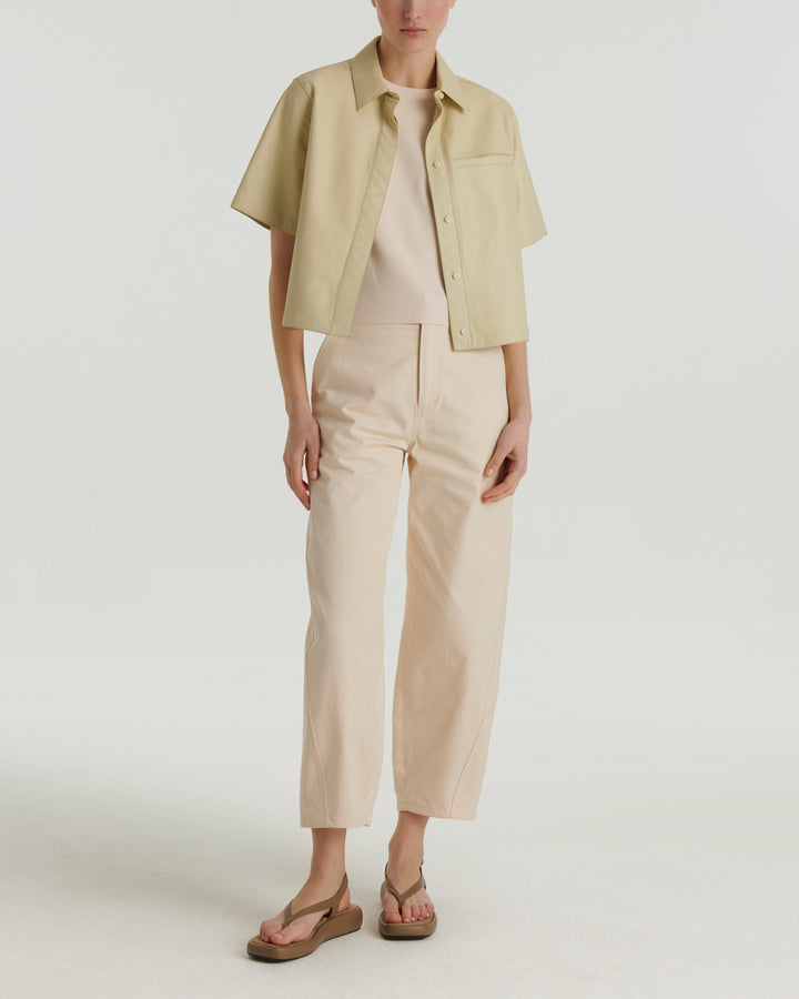 Chemise manches courtes en cuir d'agneau