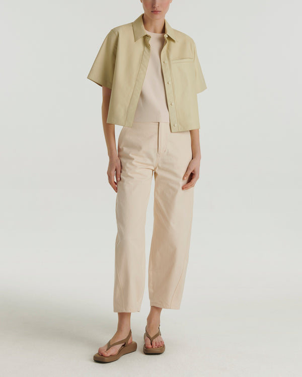 Chemise manches courtes en cuir d'agneau
