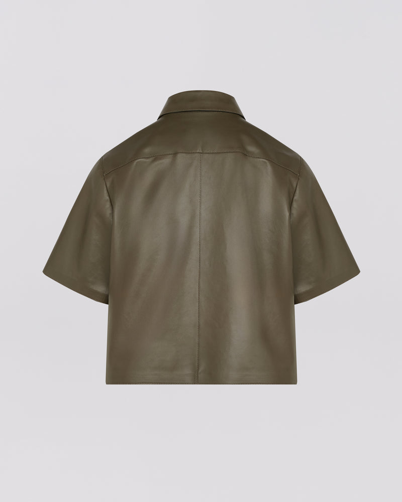 Chemise manches courtes en cuir d'agneau