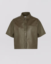 Chemise manches courtes en cuir d'agneau