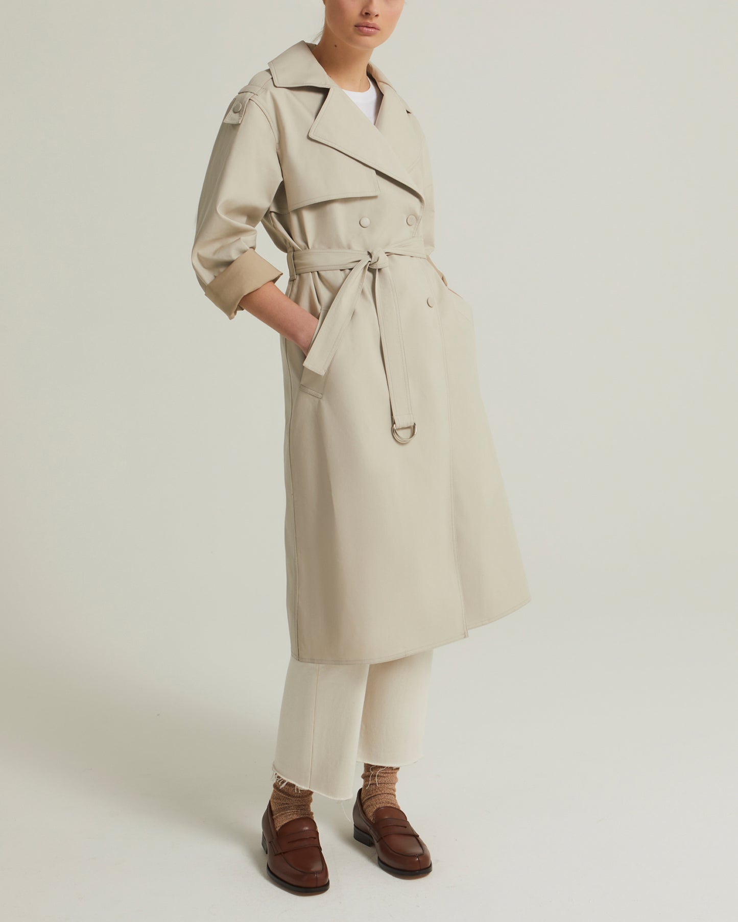 Trench oversize en coton double face