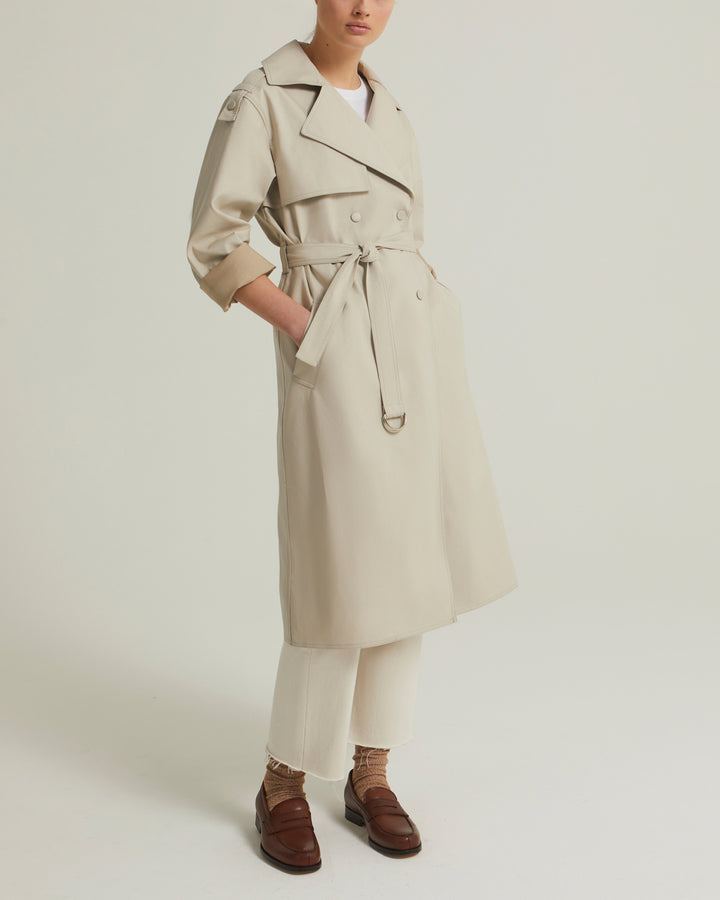 Trench oversize en coton double face