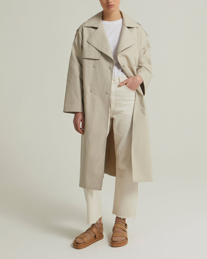 Trench oversize en coton double face
