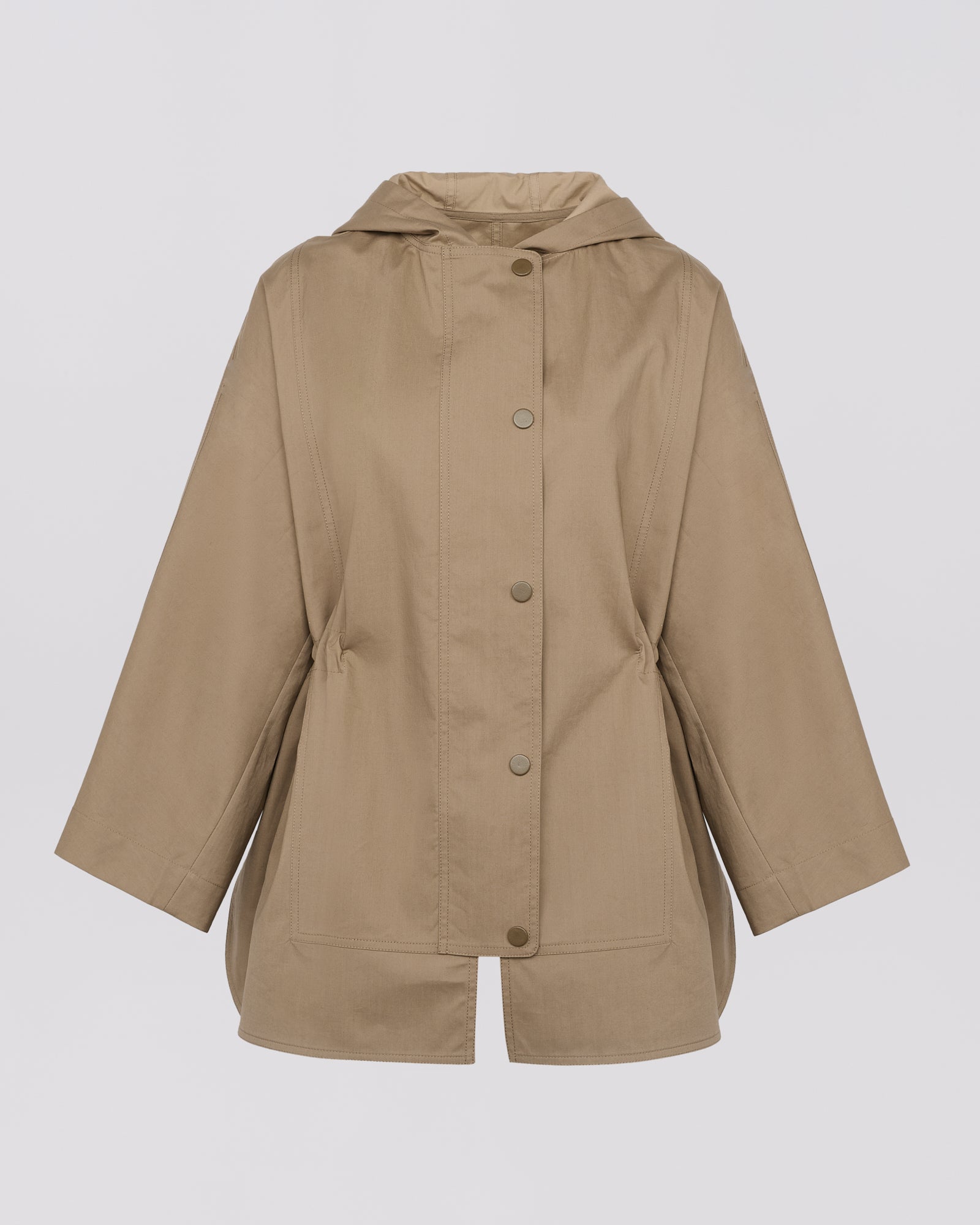Short double-sided cotton cape -Khaki - Yves Salomon