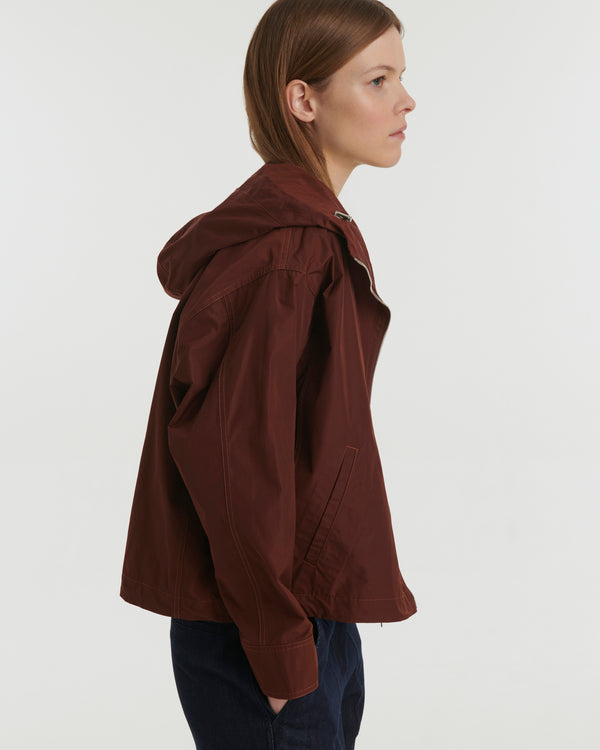 Technical fabric parka jacket< - burgundy