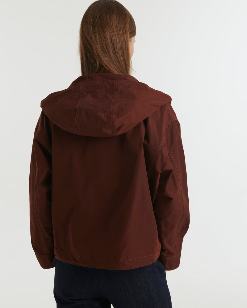 Technical fabric parka jacket< - burgundy