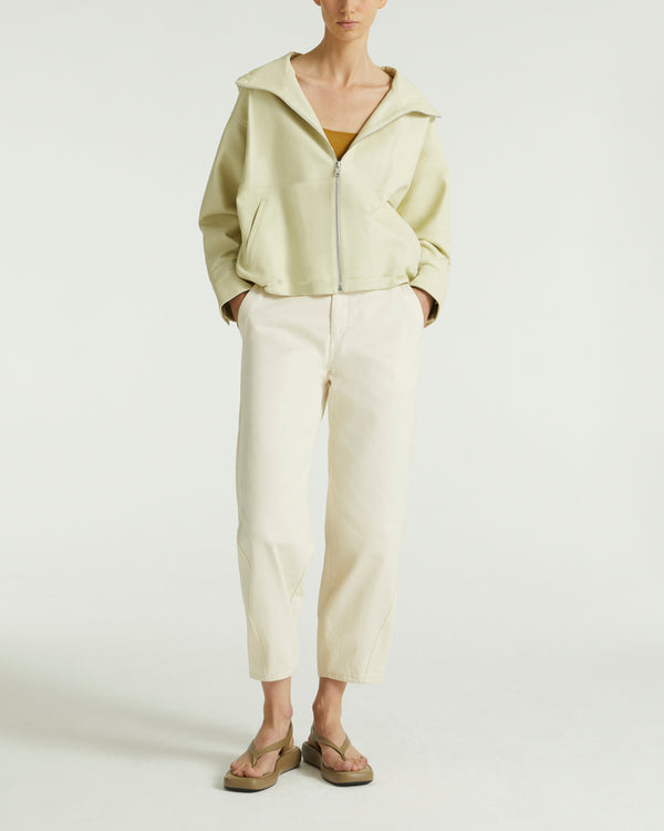 Blouson à capuche en cuir d'agneau