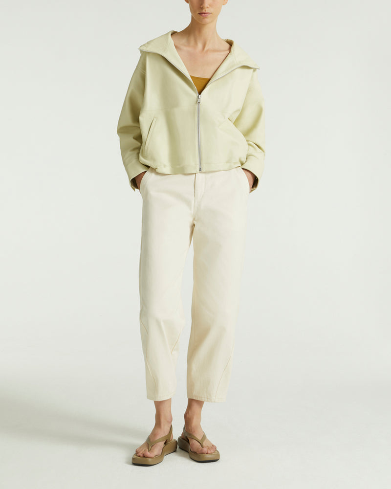 Blouson à capuche en cuir d'agneau
