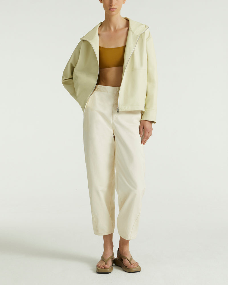 Blouson à capuche en cuir d'agneau