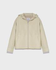 Blouson à capuche en cuir d'agneau