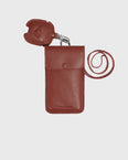 Leather phone case with detachable airpods - burgundy