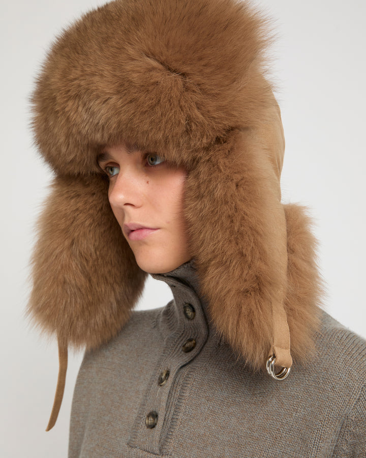 Loro Piana Flannel and fox fur ushanka