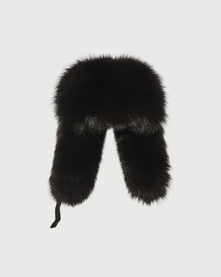 Chapka en flanelle Loro Piana et fourrure de renard- Yves Salomon - Nouvelle collection Automne Hiver