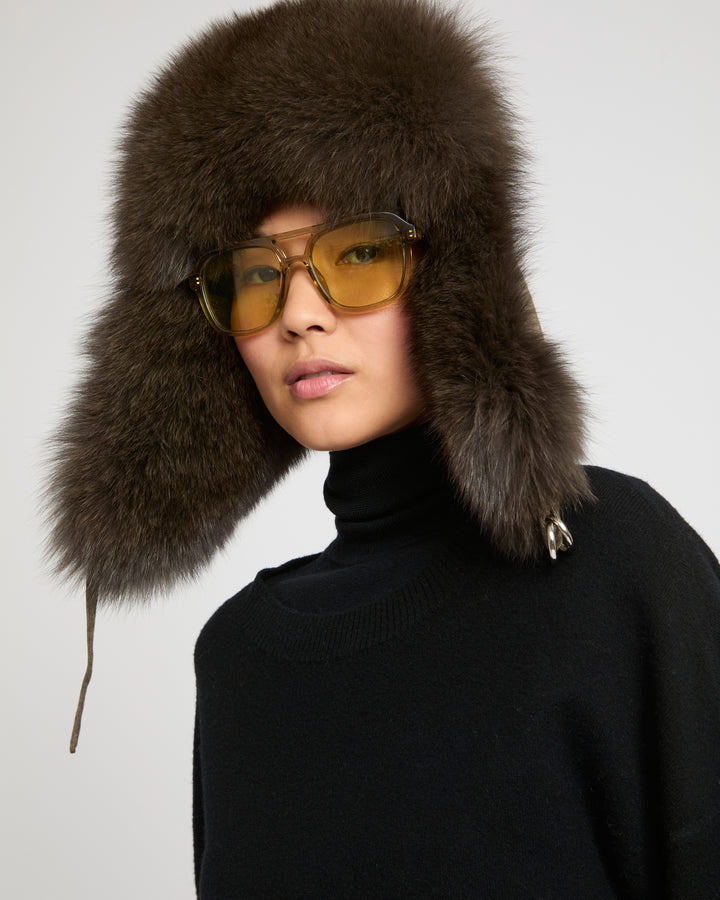 Loro Piana Flannel and fox fur ushanka