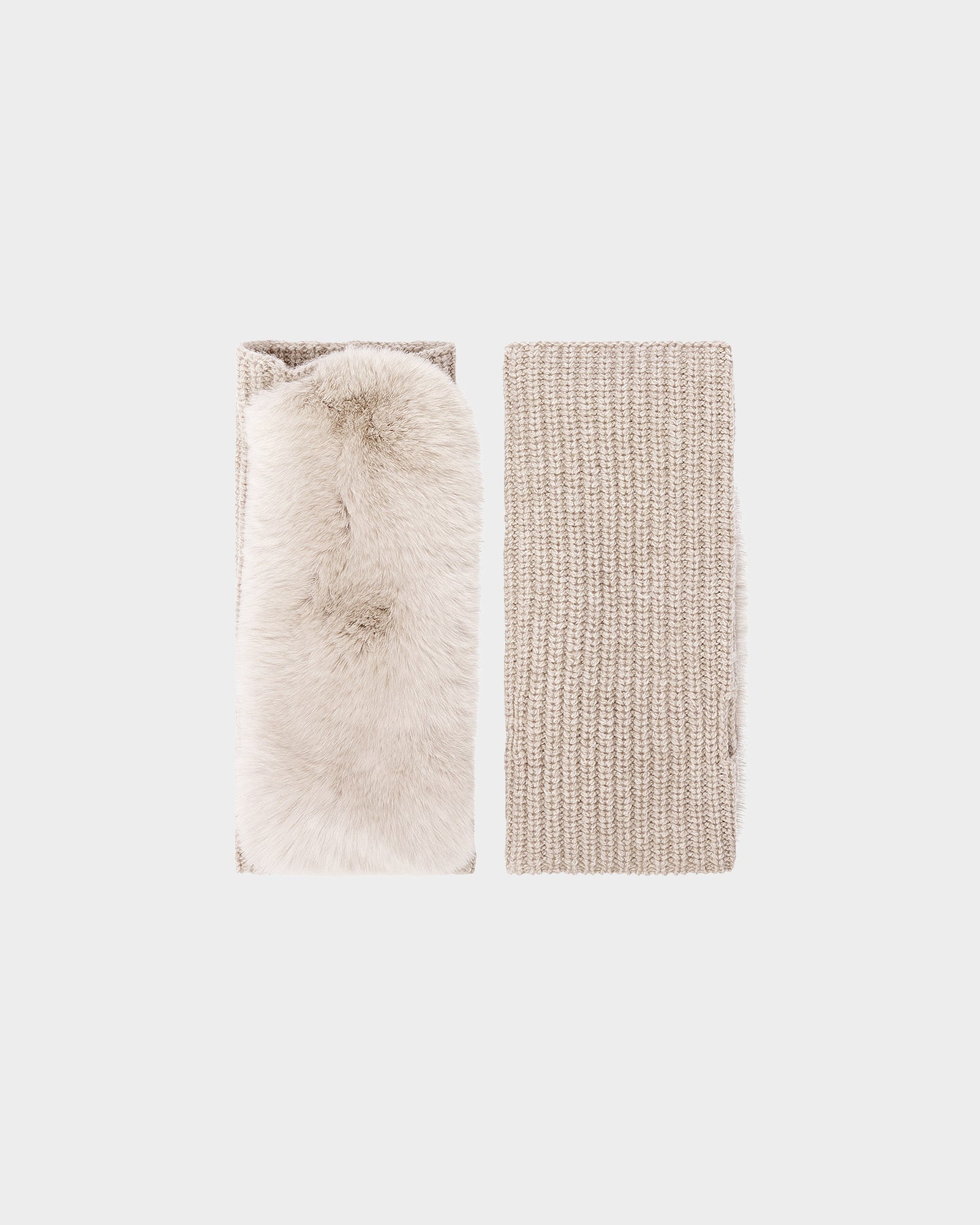 カシミヤウールニット＆レッキスファーフィンガーレスグローブ – Yves