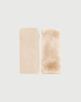 Cashmere wool knit and rex rabbit fur fingerless gloves