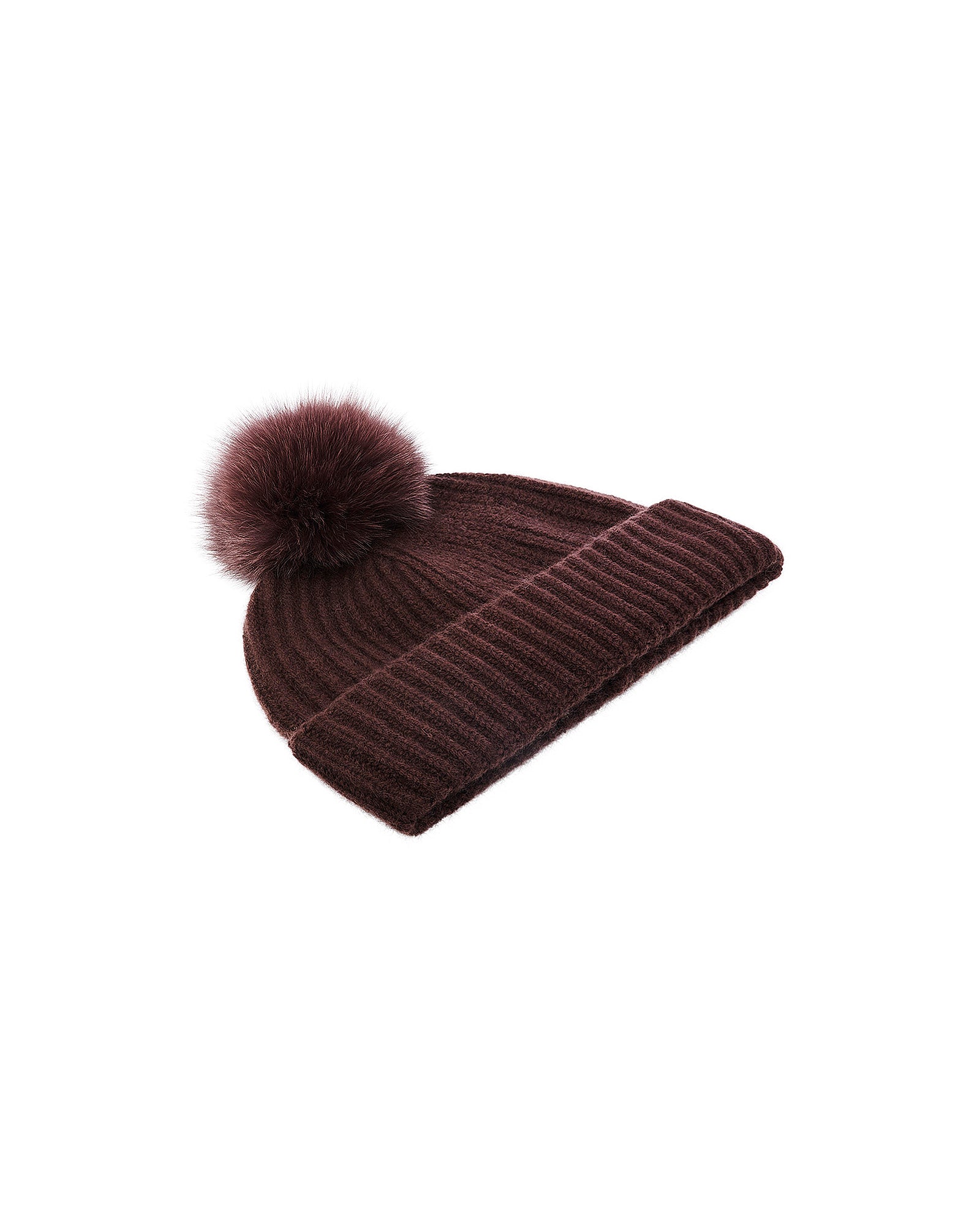 Bonnet en maille 100% cachemire et pompon en fourrure de renard -Yves Salomon