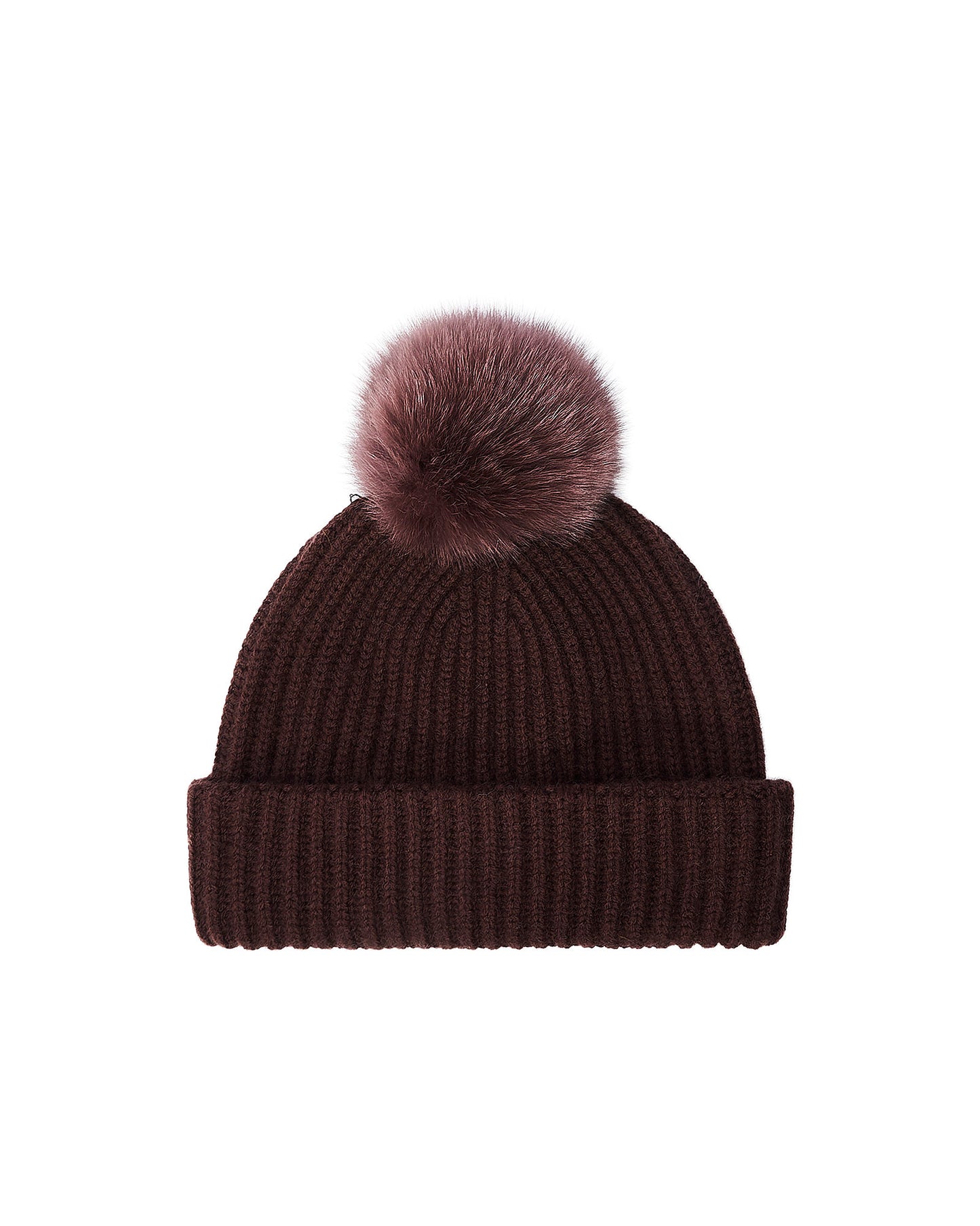 Bonnet en maille 100% cachemire et pompon en fourrure de renard -Yves Salomon