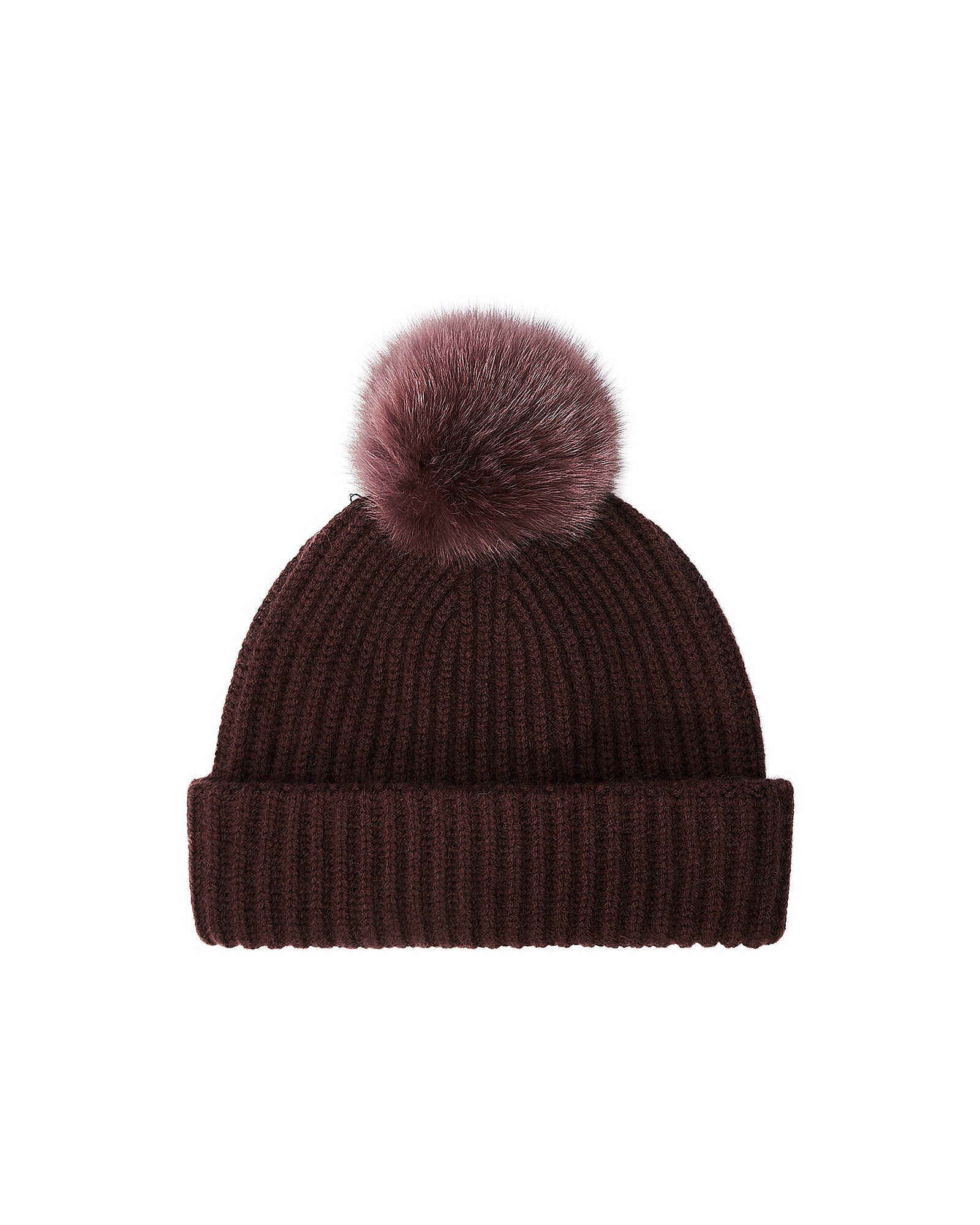 Bonnet en maille 100% cachemire et pompon en fourrure de renard -Yves Salomon